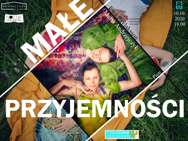 Plakat do spektaklu "Male przyjemnosci"